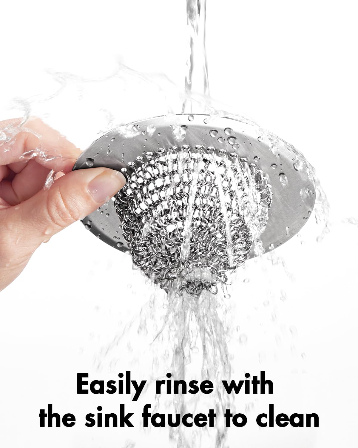 Kitchen Sink Drain Strainer,Patented Reversible Chain Mesh Basket Anti-Clog