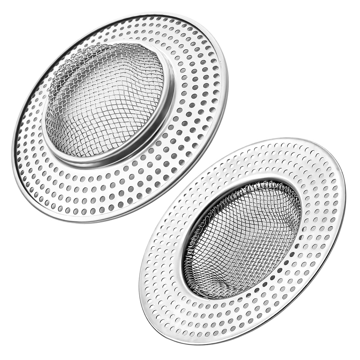 2pcs Heavy Duty Stainless Steel Slop Basket Filter Trap, 2.75" Top / 1" Mesh Metal Sink Strainer Shower Drain Hair Catcher for Kitchen Bathroom Bathtub Wash Basin Floor Balcony Drain Hole, Utility