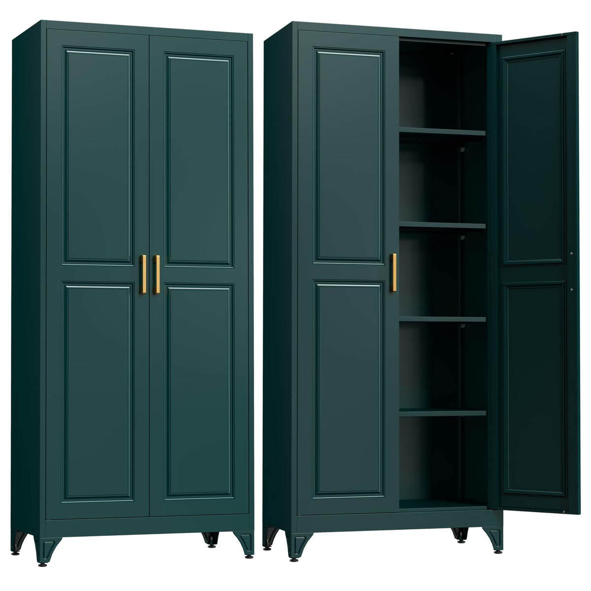 Steeloong 71"Metal Pantry Storage Cabinet with Doors & 4 Adjustable Shelves