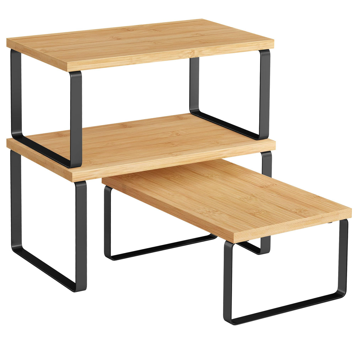 SONGMICS Cabinet Organizer Shelf, Set of 3 Spice Rack, Kitchen Storage