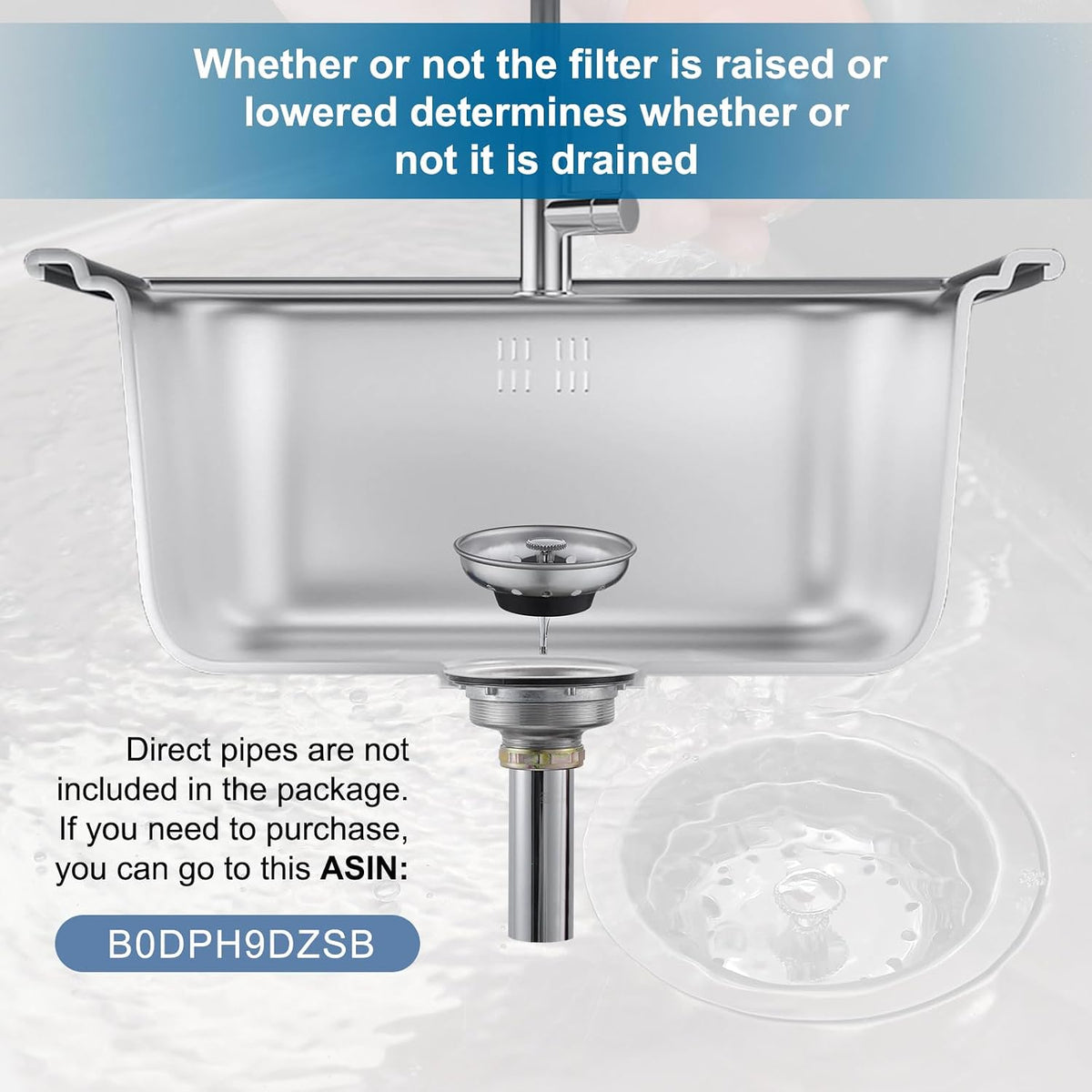 ZM Kitchen Sink Basket Strainer with Stopper, 3-1/2” Drain