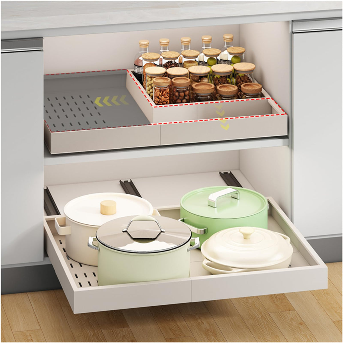 Fokyfok Pull out Cabinet Organizer,14"-21"W,17"-24"D,Expandable,Adhesive