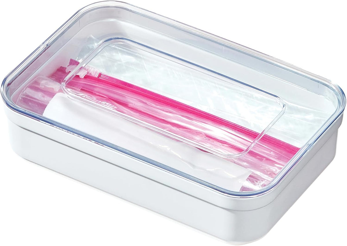 iDesign Gallon Plastic Storage Bag Organizer, Clear/White