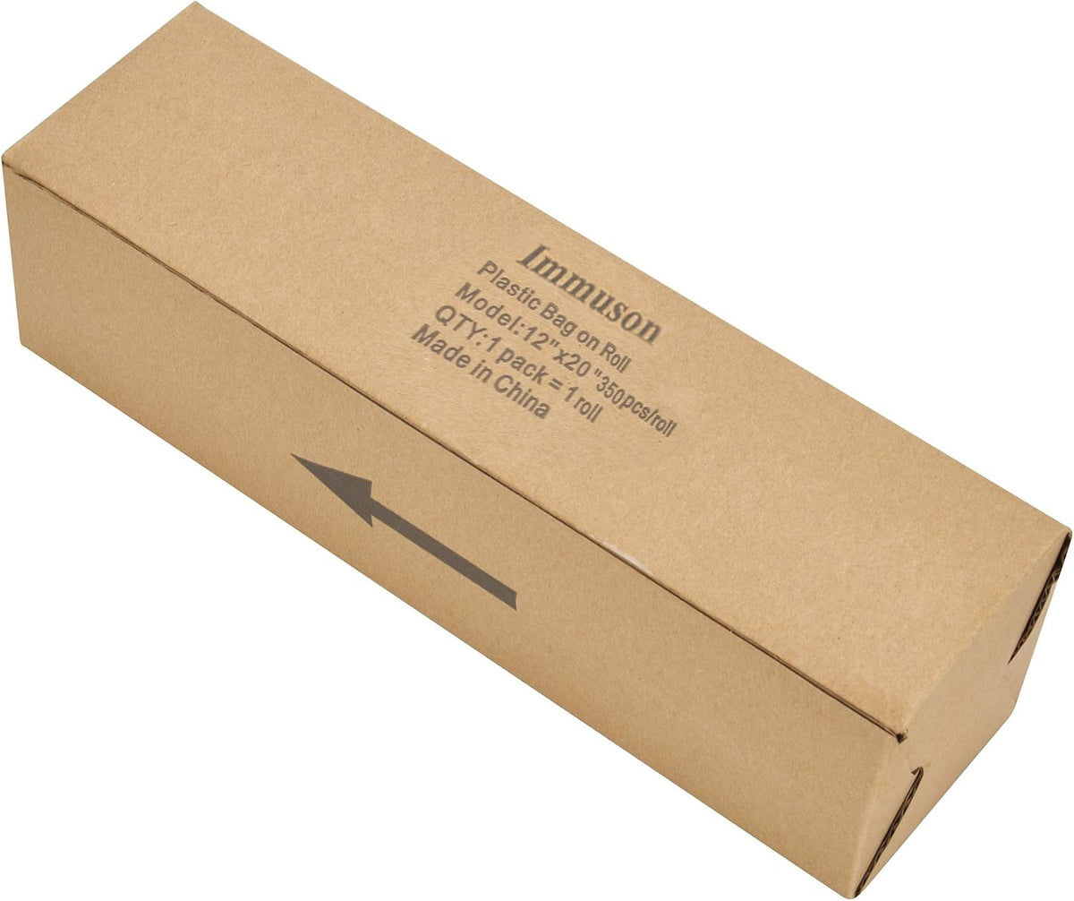 Immuson Food Storage Bag, 12 x 20 Plastic Produce Bag on a Roll, 2 Rolls Fruits, Vegetable, Bread, Food Storage Clear Bag, 350 Per Roll,700 Bags