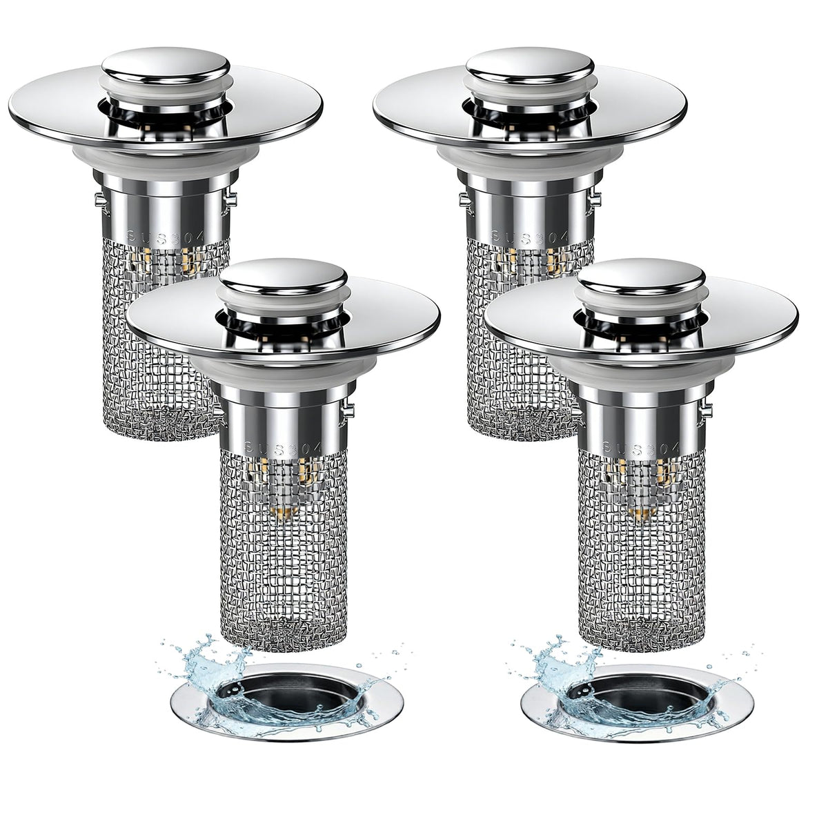 2PCS Bathroom Sink Stopper Hair Catcher, Pop Up Sink Drain Stopper with Strainer & Filter, Universal Drain Plug for Sink Drain & Replacement, Sink Drain Cover with Basket for Bathroom Stopper