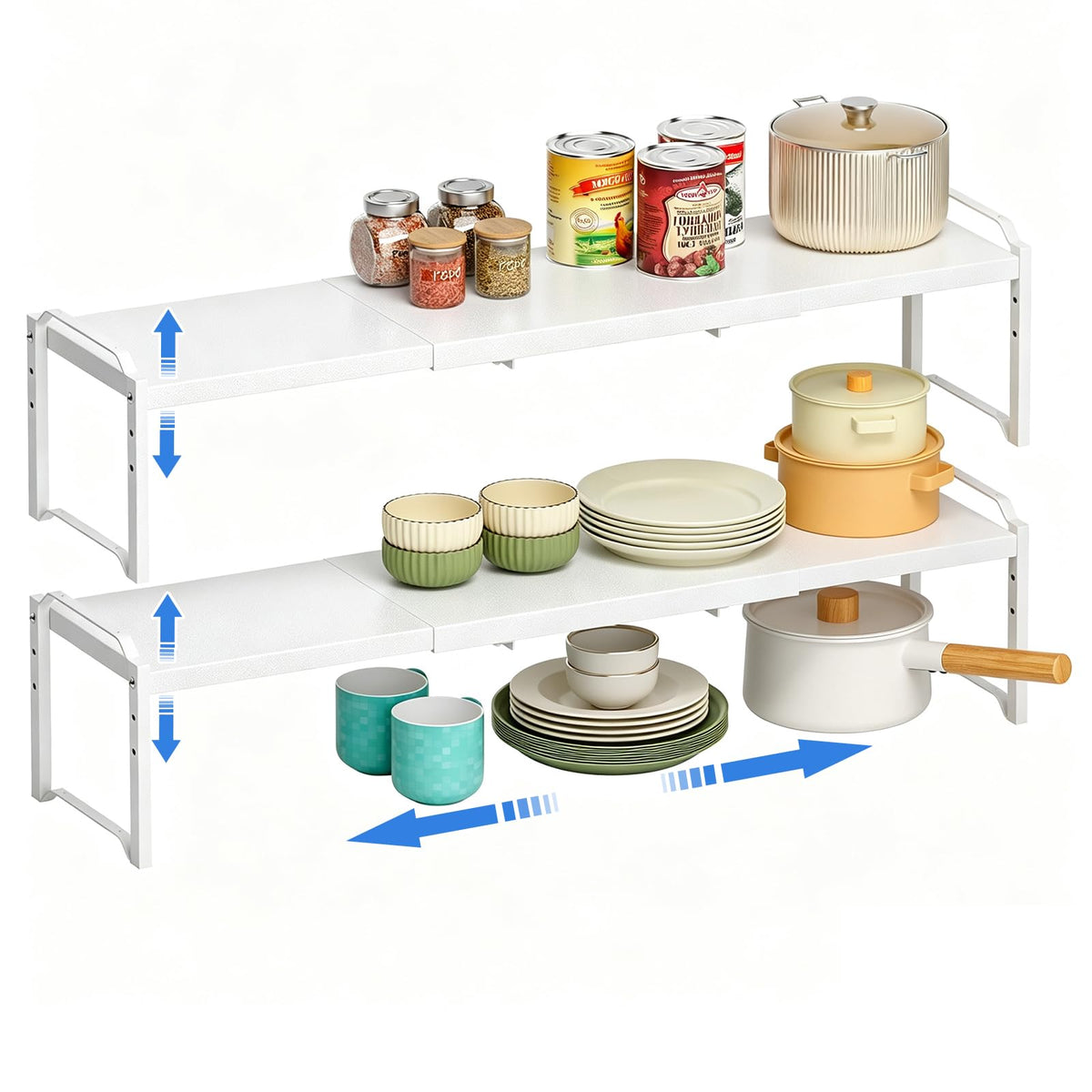 Expandable Cabinet Shelf Organizer, Adjustable kitchen Countertop Storage