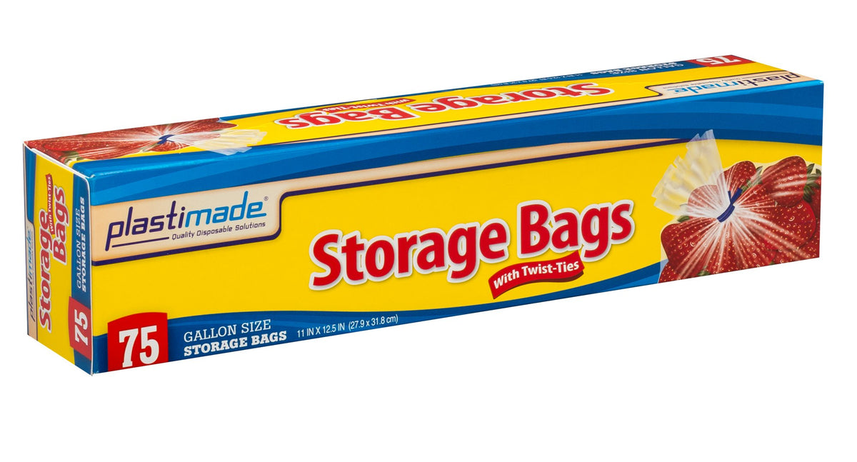 1 Gallon Storage Bags With Twist Ties, 300 Count (4 Packs of 75)