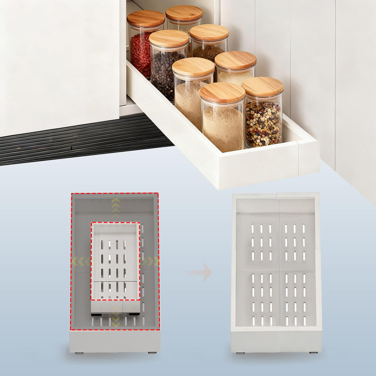 Fokyfok Pull out Cabinet Organizer,14"-21"W,17"-24"D,Expandable,Adhesive