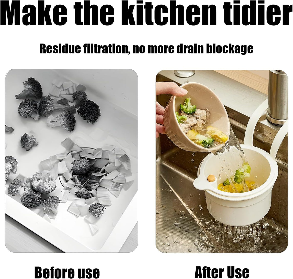 2025 New Faucet Hanging Strainer, Press Automatic Dumping Kitchen Draining Basket, Food Fruit Vegetable Drain Shelf Sink Storage Holder, for Home 、Kitchen (Green)