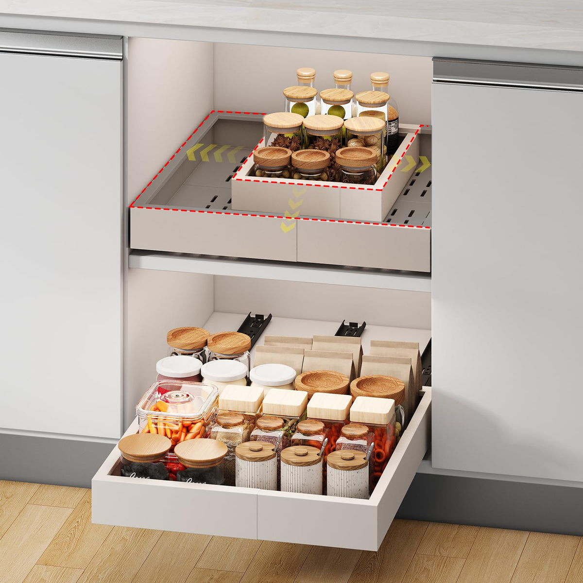 Fokyfok Pull out Cabinet Organizer,14"-21"W,17"-24"D,Expandable,Adhesive
