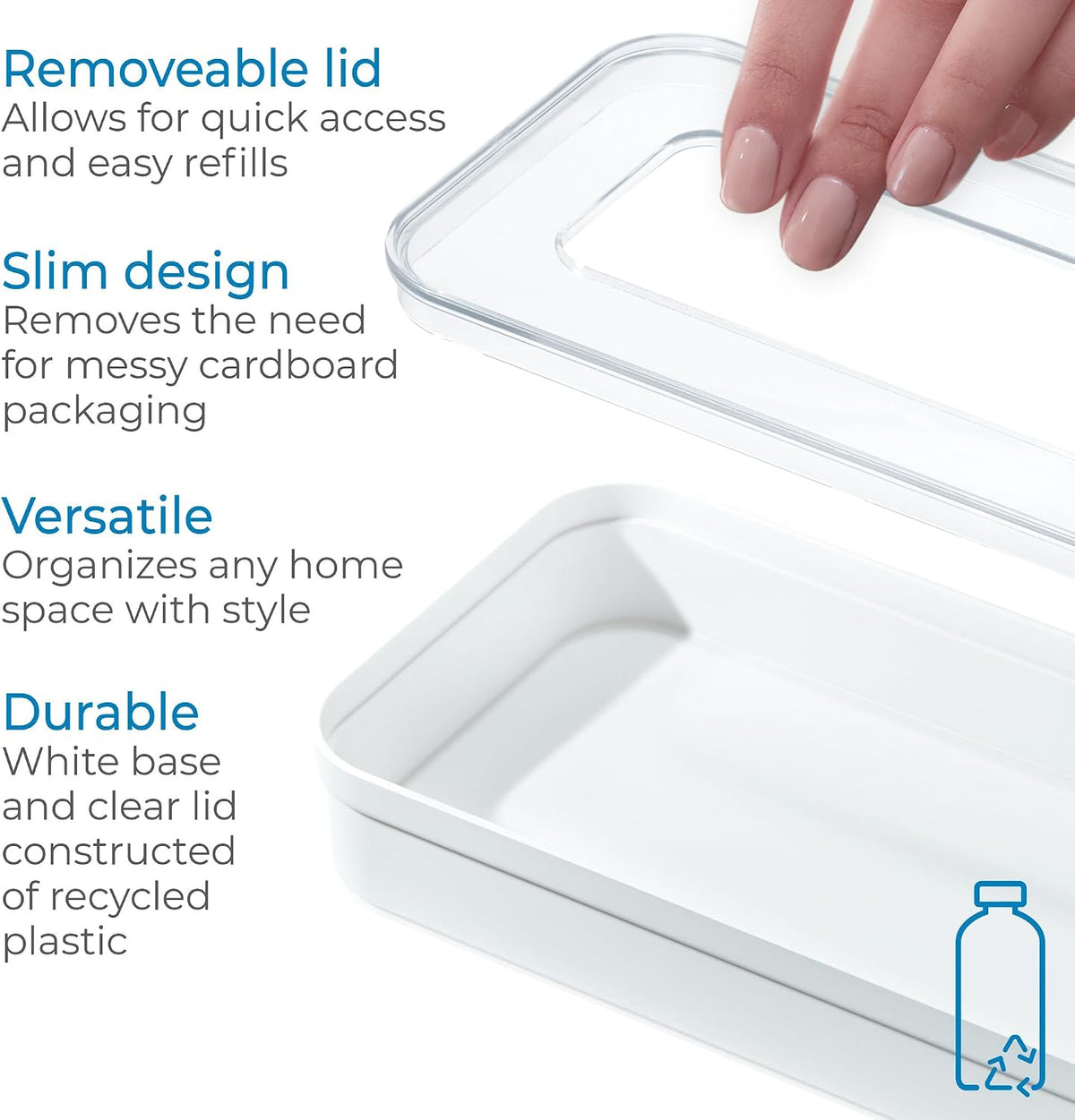 iDesign Gallon Plastic Storage Bag Organizer, Clear/White