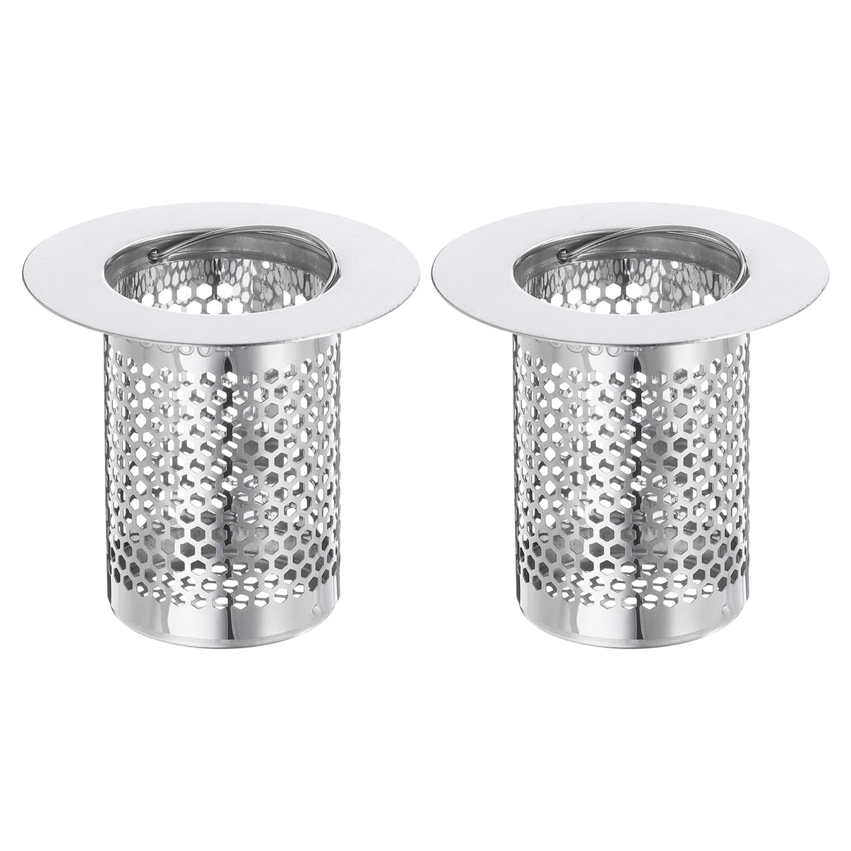 uxcell 2 Pack Shower Drain Strainer, 2" x 2.5" Stainless Steel Floor Drain Strainer Deep Sink Hair Catcher for Kitchen Bathroom Balcony Floor Drain, Fit Hole Size from 1.57" to 2.56"