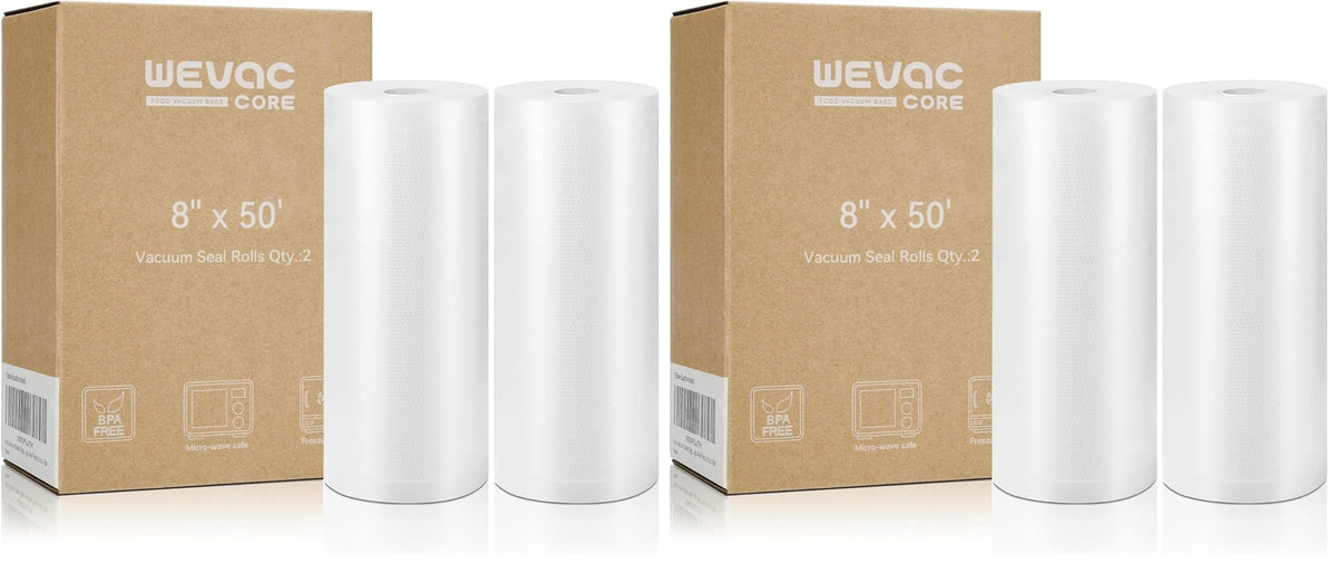 Wevac Vacuum Sealer Bags for Food 8x50 2 Rolls, Fit Food Saver Machines