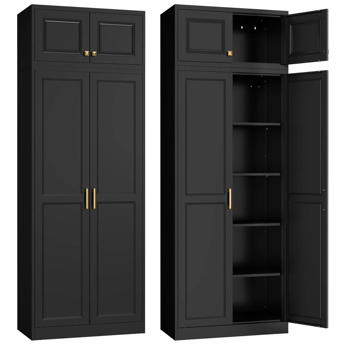 Steeloong 71"Metal Pantry Storage Cabinet with Doors & 4 Adjustable Shelves