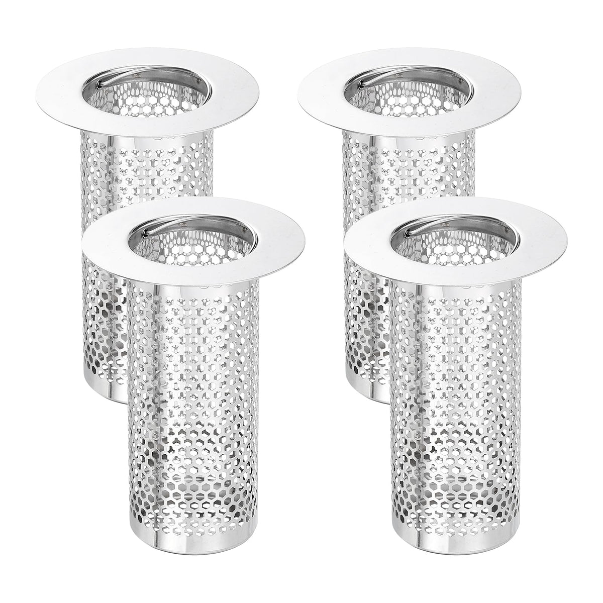 uxcell 2 Pack Shower Drain Strainer, 2" x 2.5" Stainless Steel Floor Drain Strainer Deep Sink Hair Catcher for Kitchen Bathroom Balcony Floor Drain, Fit Hole Size from 1.57" to 2.56"