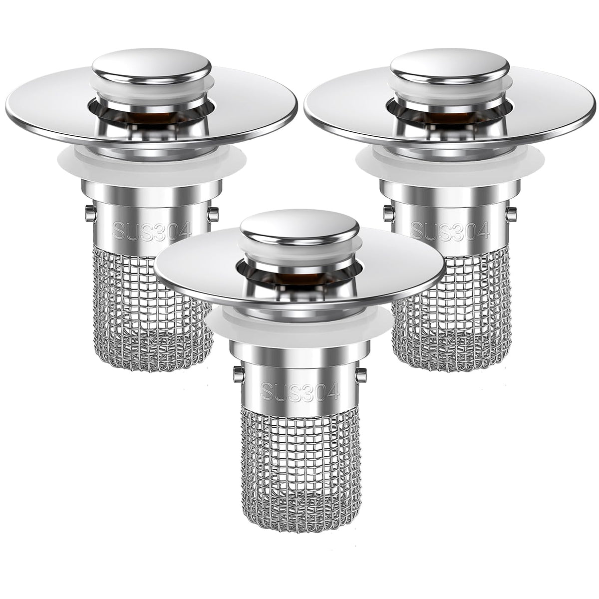 Bathroom Sink Drain Strainer,(2PCS) Pop-up Sink Drain Strainer with Removable Stainless Steel Strainer Basket Hair Catcher, Bathroom Sink Strainer for Bathroom Sink Stopper Replacement