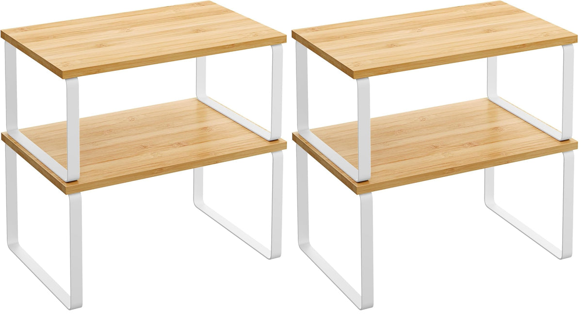 SONGMICS Cabinet Organizer Shelf, Set of 2 Spice Rack, Kitchen Storage