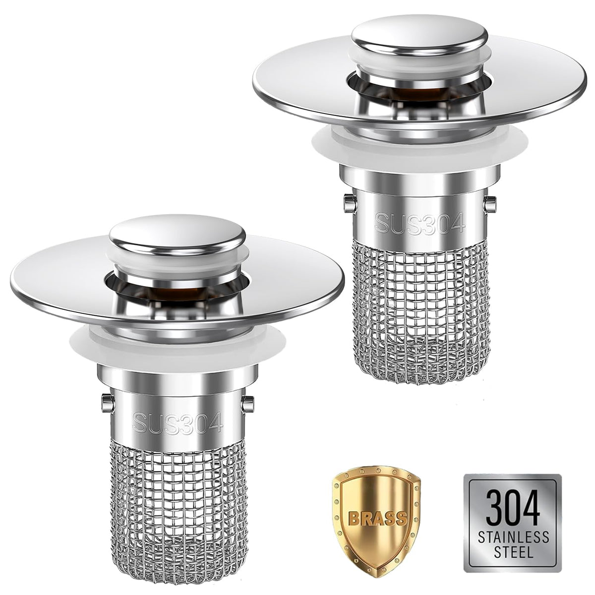 Bathroom Sink Drain Strainer, Pop-up Sink Drain Strainer with Removable Stainless Steel Strainer Basket Hair Catcher, Bathroom Sink Strainer for Bathroom Sink Stopper Replacement(1PCS)