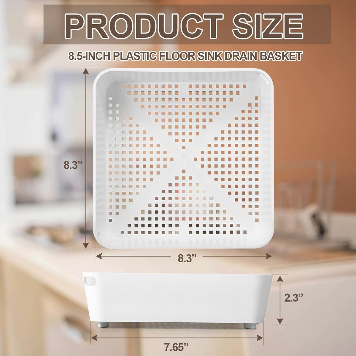 Tuanse 2 Pcs 8.5 X 8.5 X 2.5 Inch Commercial Floor Drain Strainer,White