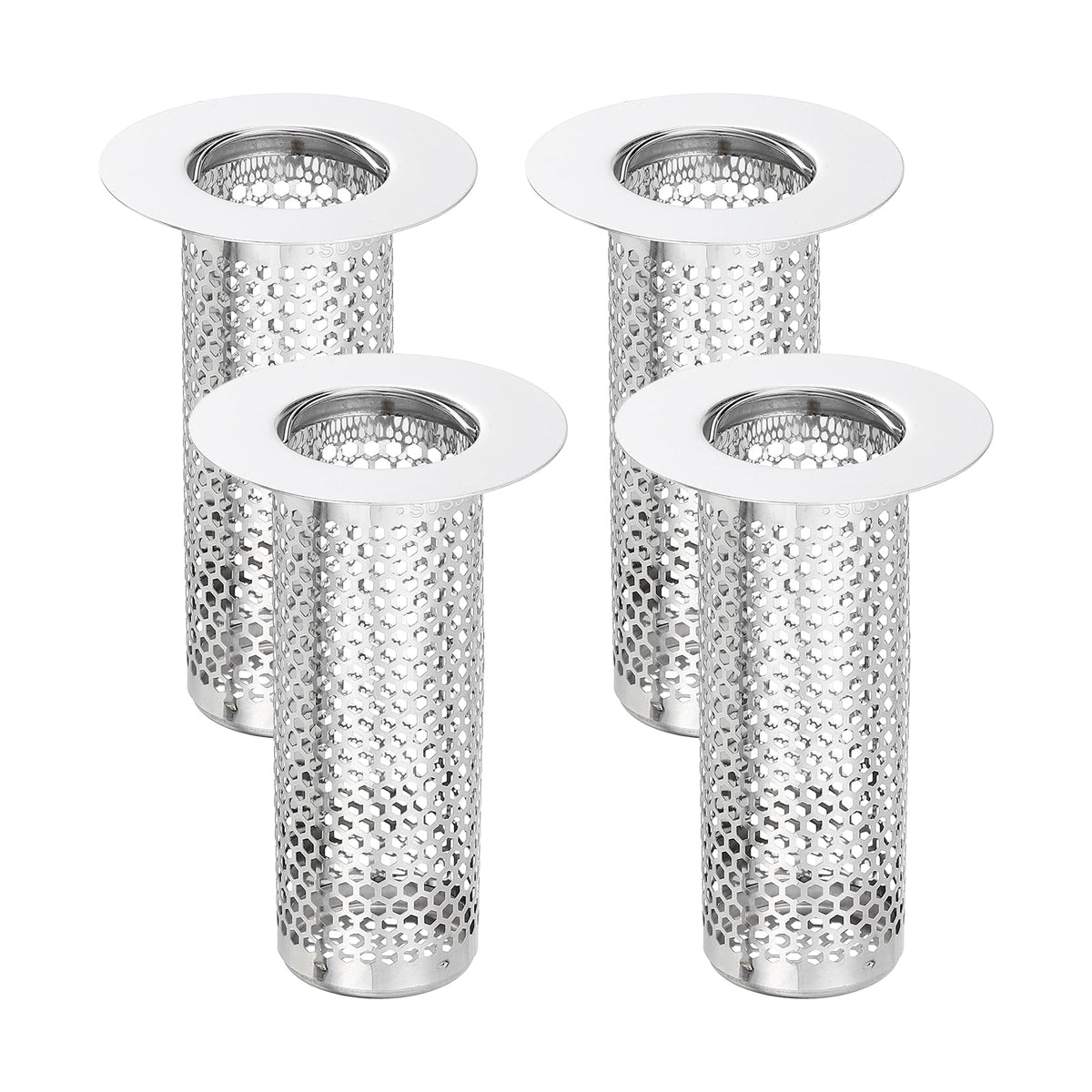 uxcell 2 Pack Shower Drain Strainer, 2" x 2.5" Stainless Steel Floor Drain Strainer Deep Sink Hair Catcher for Kitchen Bathroom Balcony Floor Drain, Fit Hole Size from 1.57" to 2.56"