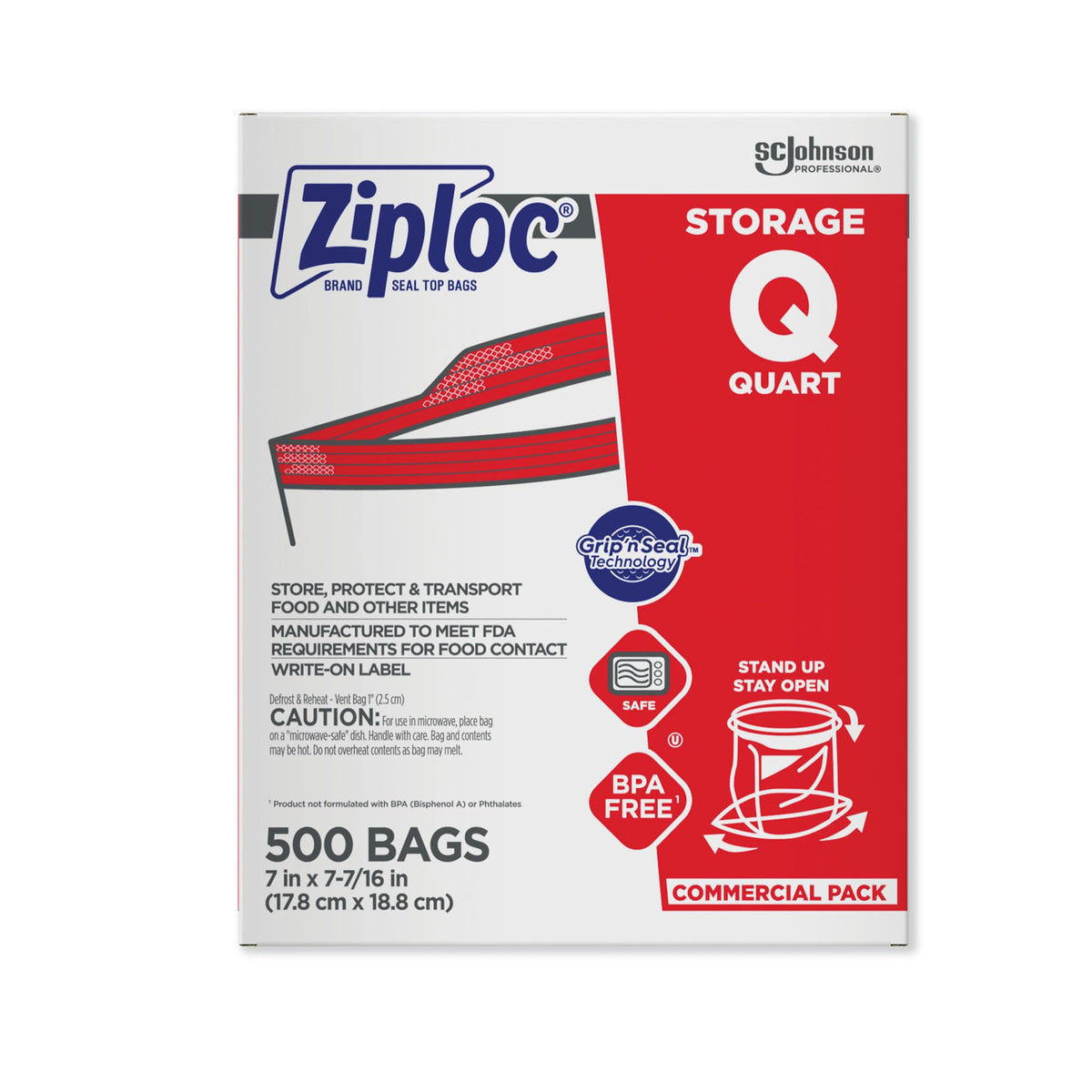SC Johnson Professional Ziploc Brand Food Storage 2 Gallon Bags, Food Storage Ziploc Brand Bags, Commercial Pack, 100 Count Box, for Professional Use Only