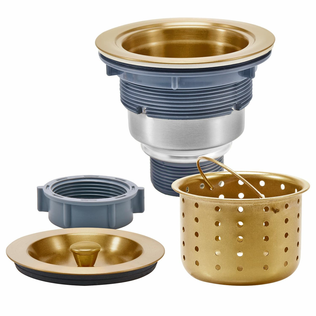 3-1/2 Inch Sink Drain Assembly Kit, Removable Deep Sink Strainer Basket with Sink Stopper/Sealing Lid for Home, Kitchen, Stainless Steel