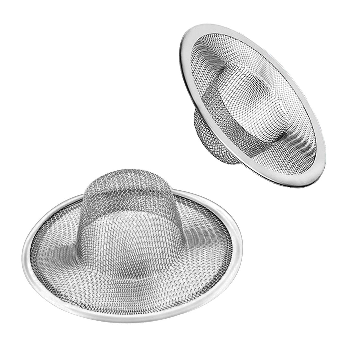 2pcs Heavy Duty Stainless Steel Slop Basket Filter Trap, 2.75" Top / 1" Mesh Metal Sink Strainer Shower Drain Hair Catcher for Kitchen Bathroom Bathtub Wash Basin Floor Balcony Drain Hole, Utility