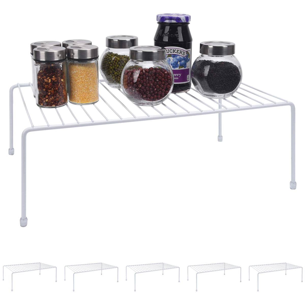 Set of 2 Large (16.1 x 10.2 Inch) Cabinet Storage Shelf Rack, Shelves，Kitchen Counter and Cabinet Shelf, Storage Rack Organizer for Bathroom Cupboard (White)