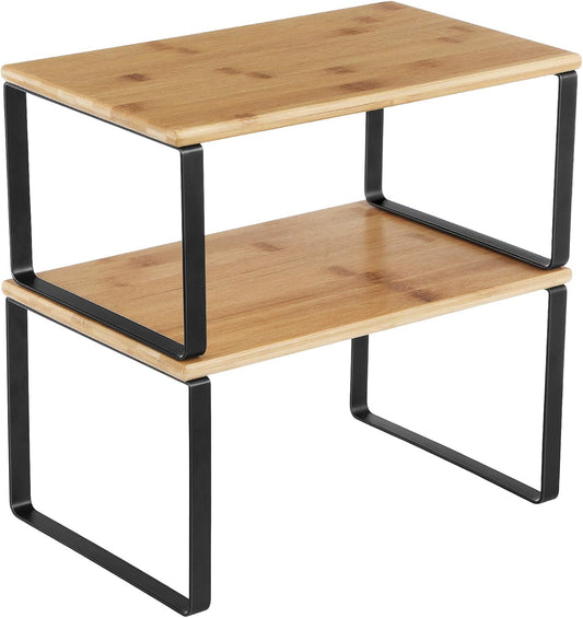 SONGMICS Cabinet Organizer Shelf, Set of 2 Spice Rack, Kitchen Storage