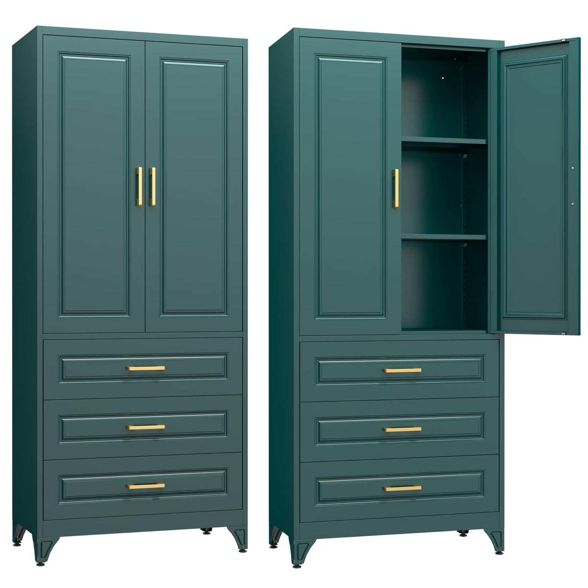Steeloong 71"Metal Pantry Storage Cabinet with Doors & 4 Adjustable Shelves