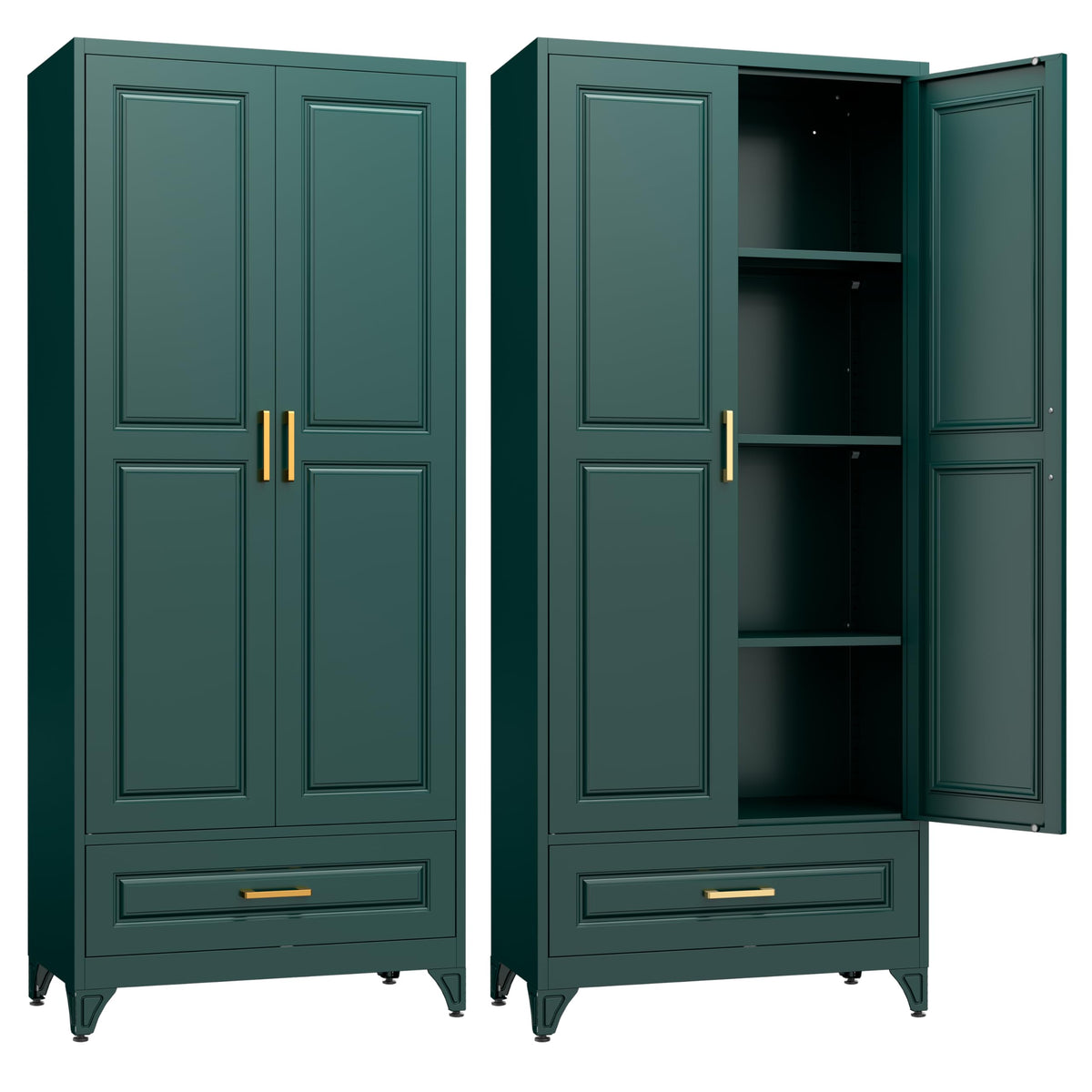 Steeloong 71"Metal Pantry Storage Cabinet with Doors & 4 Adjustable Shelves