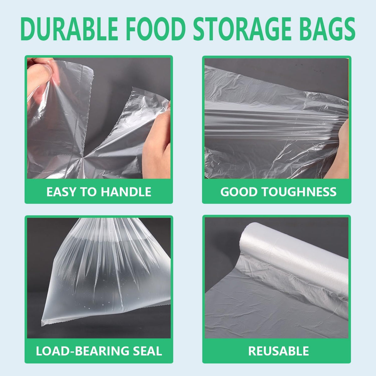 9527 Product 12" x 16" Clear Plastic Produce Bag, Food Storage Bag on a Roll, 350 Bags One Roll, Freeze/Heat Clear Bag for Bread, Meat, Vegetables, Fruits