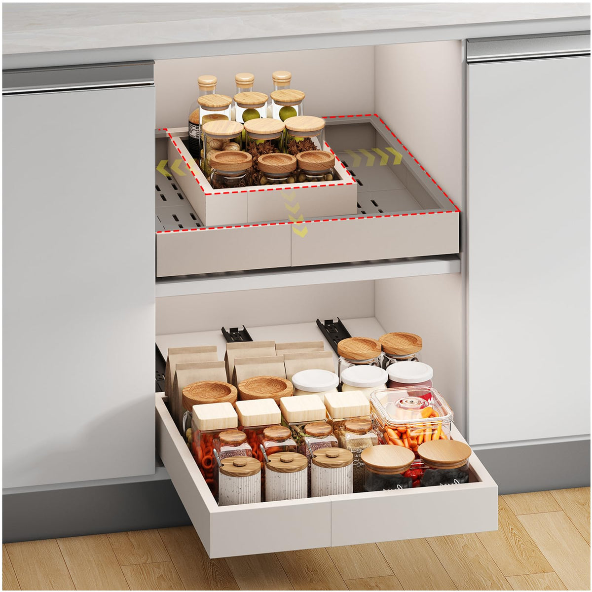 Fokyfok Pull out Cabinet Organizer,14"-21"W,17"-24"D,Expandable,Adhesive