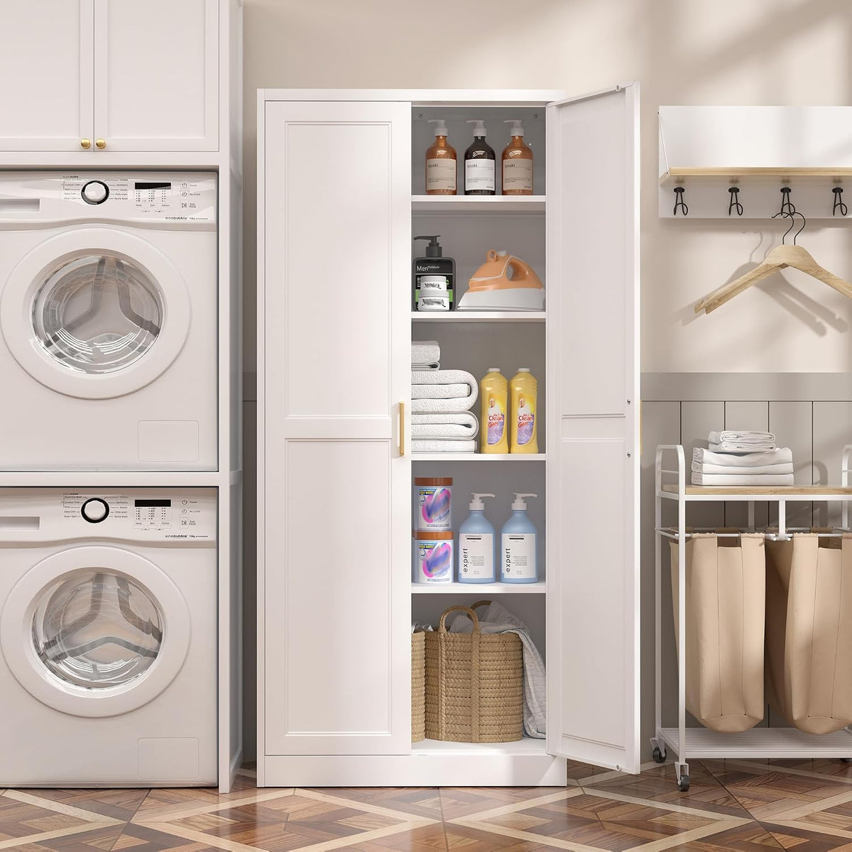 Steeloong 71"Metal Pantry Storage Cabinet with Doors & 4 Adjustable Shelves