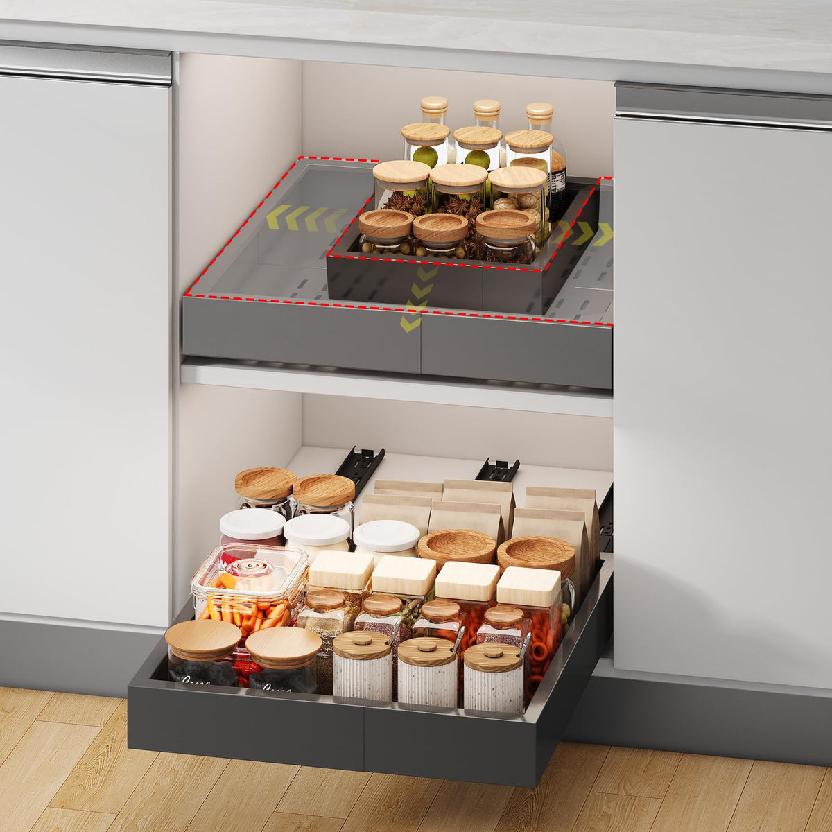 Fokyfok Pull out Cabinet Organizer,14"-21"W,17"-24"D,Expandable,Adhesive