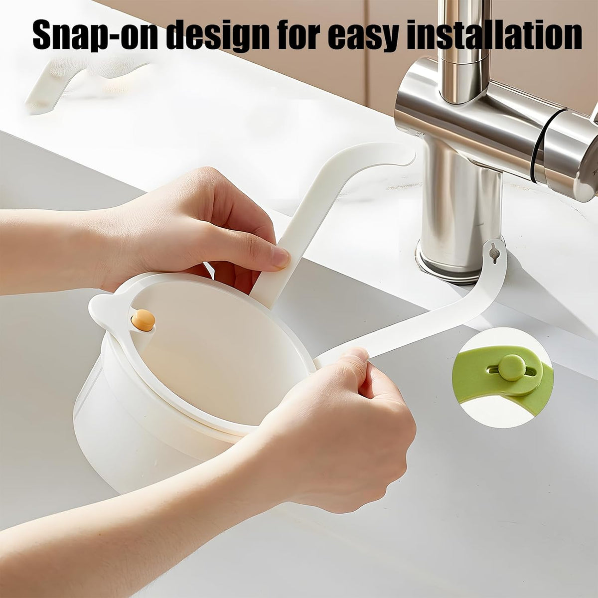 2025 New Faucet Hanging Strainer, Press Automatic Dumping Kitchen Draining Basket, Food Fruit Vegetable Drain Shelf Sink Storage Holder, for Home 、Kitchen (Green)