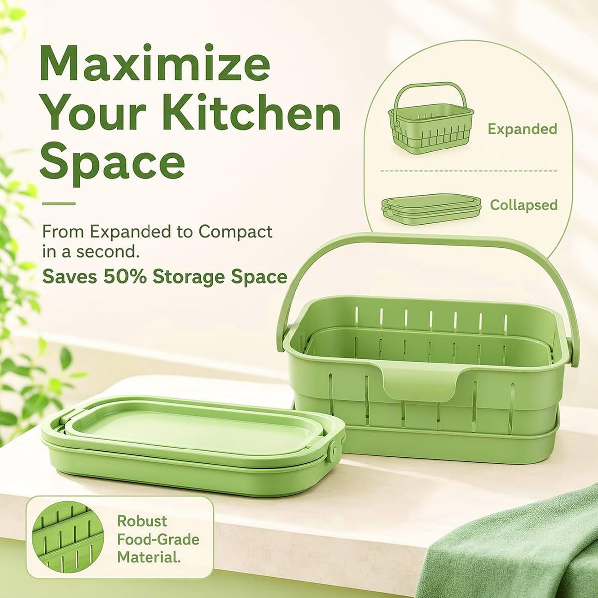 Hanging Sink Drain Basket for Kitchen, Foldable Faucet Basket