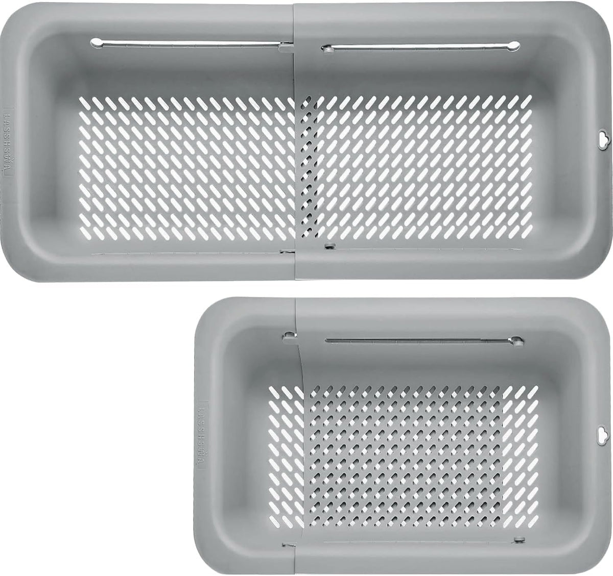 LASSHSWA Collapsible Colander for Kitchen, Over the Sink Strainer Basket for Kitchen, Fruit Pasta Food Strainer Expandable Plastic Colander BPA Free (Gray)