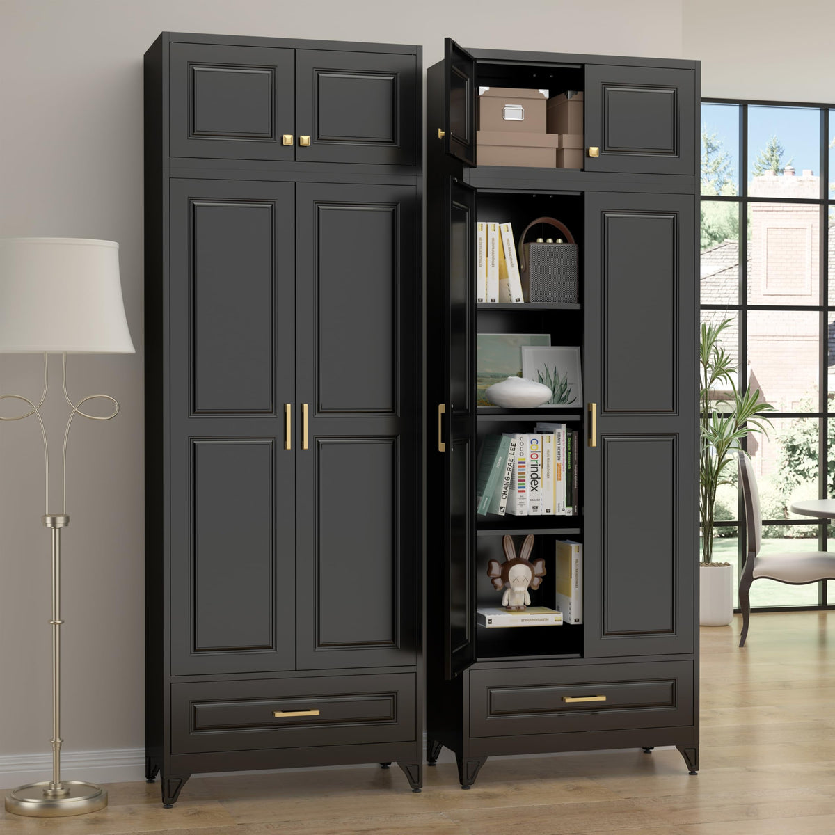 Steeloong 71"Metal Pantry Storage Cabinet with Doors & 4 Adjustable Shelves