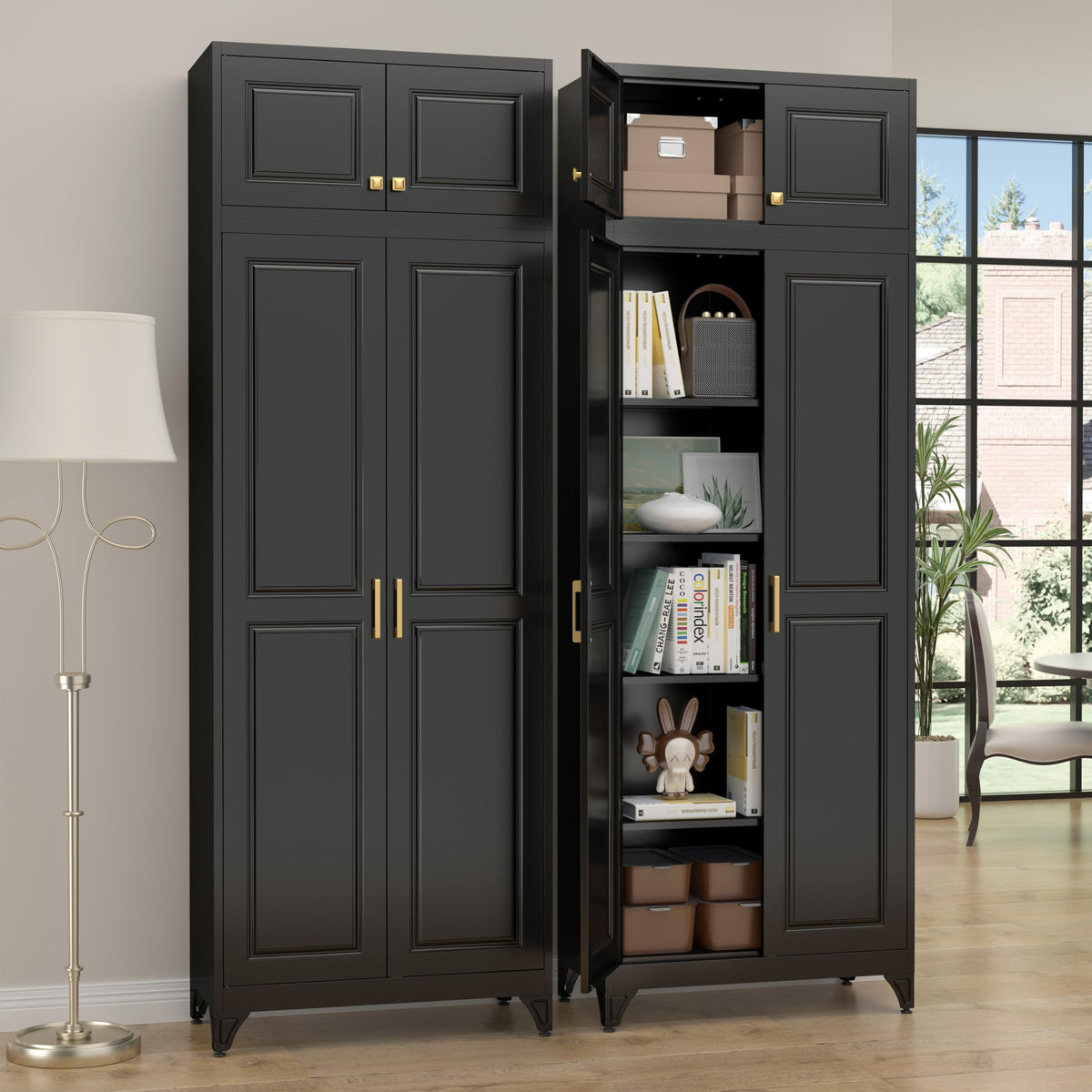 Steeloong 71"Metal Pantry Storage Cabinet with Doors & 4 Adjustable Shelves
