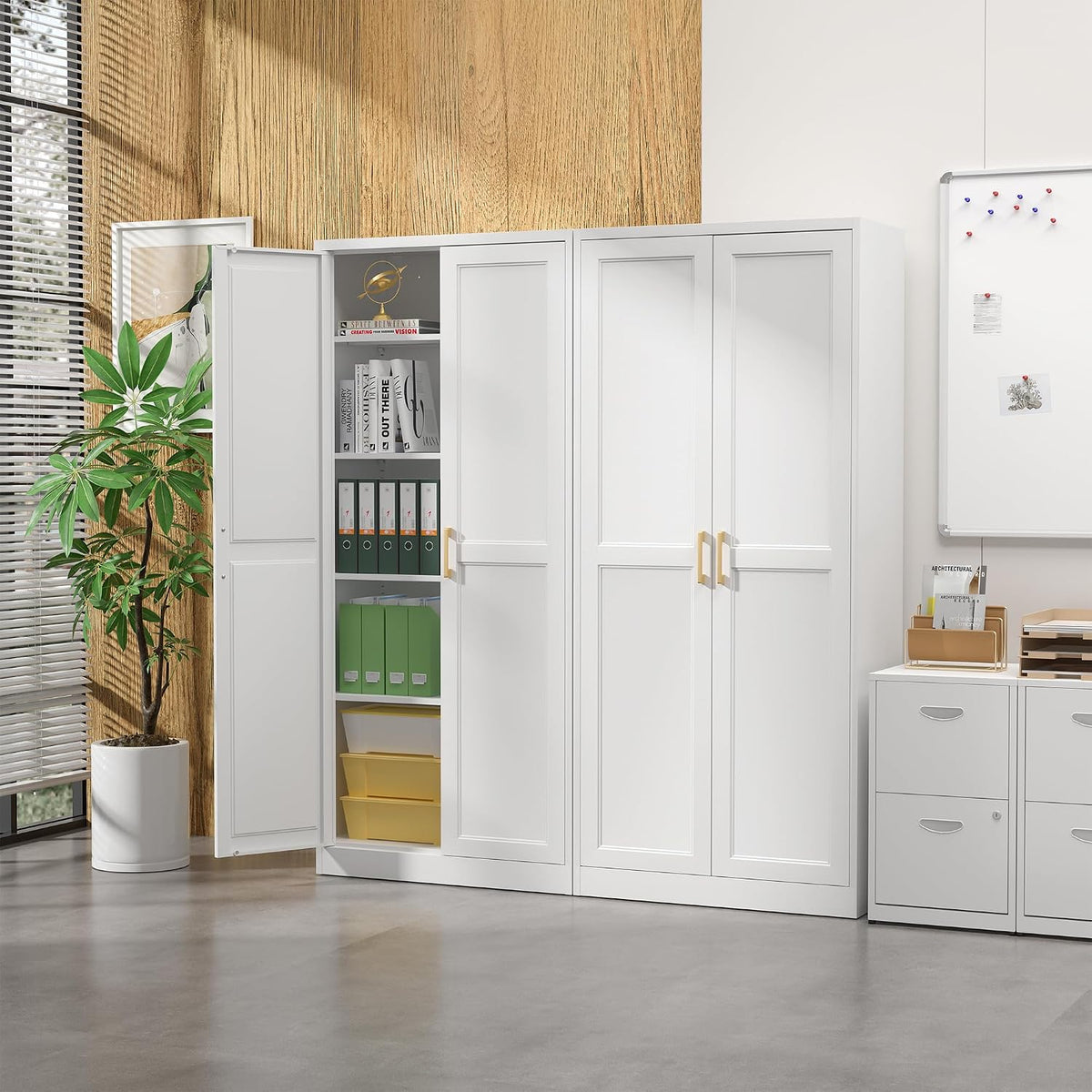 Steeloong 71"Metal Pantry Storage Cabinet with Doors & 4 Adjustable Shelves