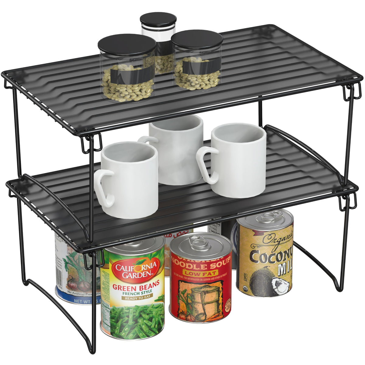 Deco Brothers Stackable Cabinet Shelf Organizer, 2 Pack, Chrome