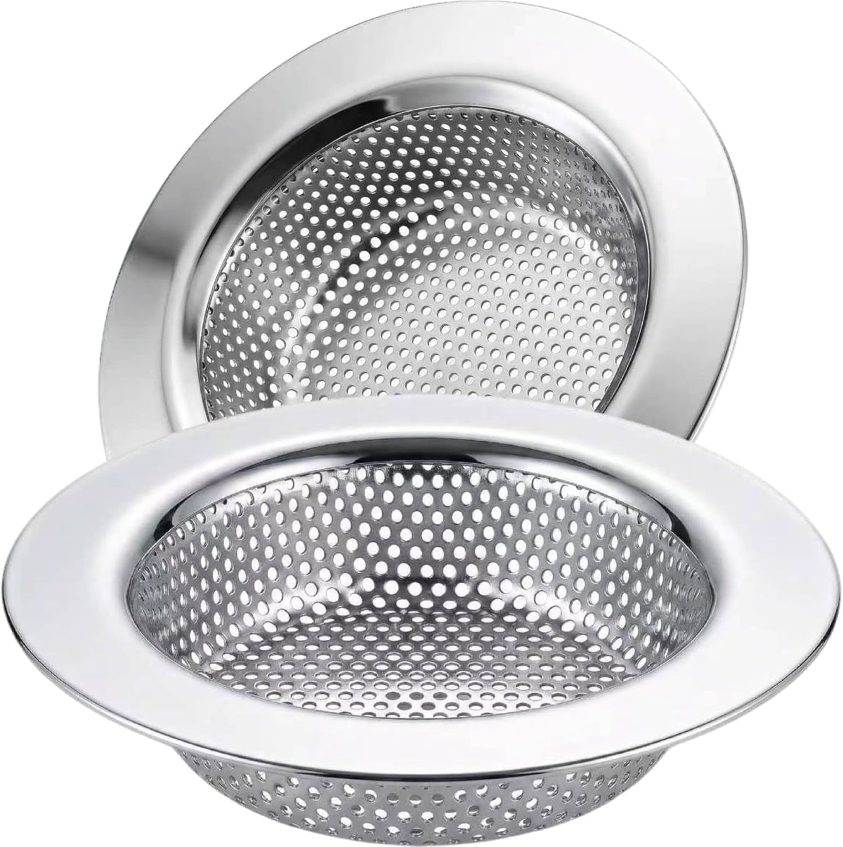 Kitchen Sink Strainer Stainless Steel, LASSHSWA Kitchen Sink Drain Strainer, Sink Strainers for Kitchen Sinks with Large Wide Rim 4.5" Diameter (2 Pack)
