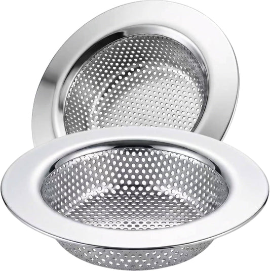 Kitchen Sink Strainer Stainless Steel, LASSHSWA Kitchen Sink Drain Strainer, Sink Strainers for Kitchen Sinks with Large Wide Rim 4.5" Diameter (2 Pack)