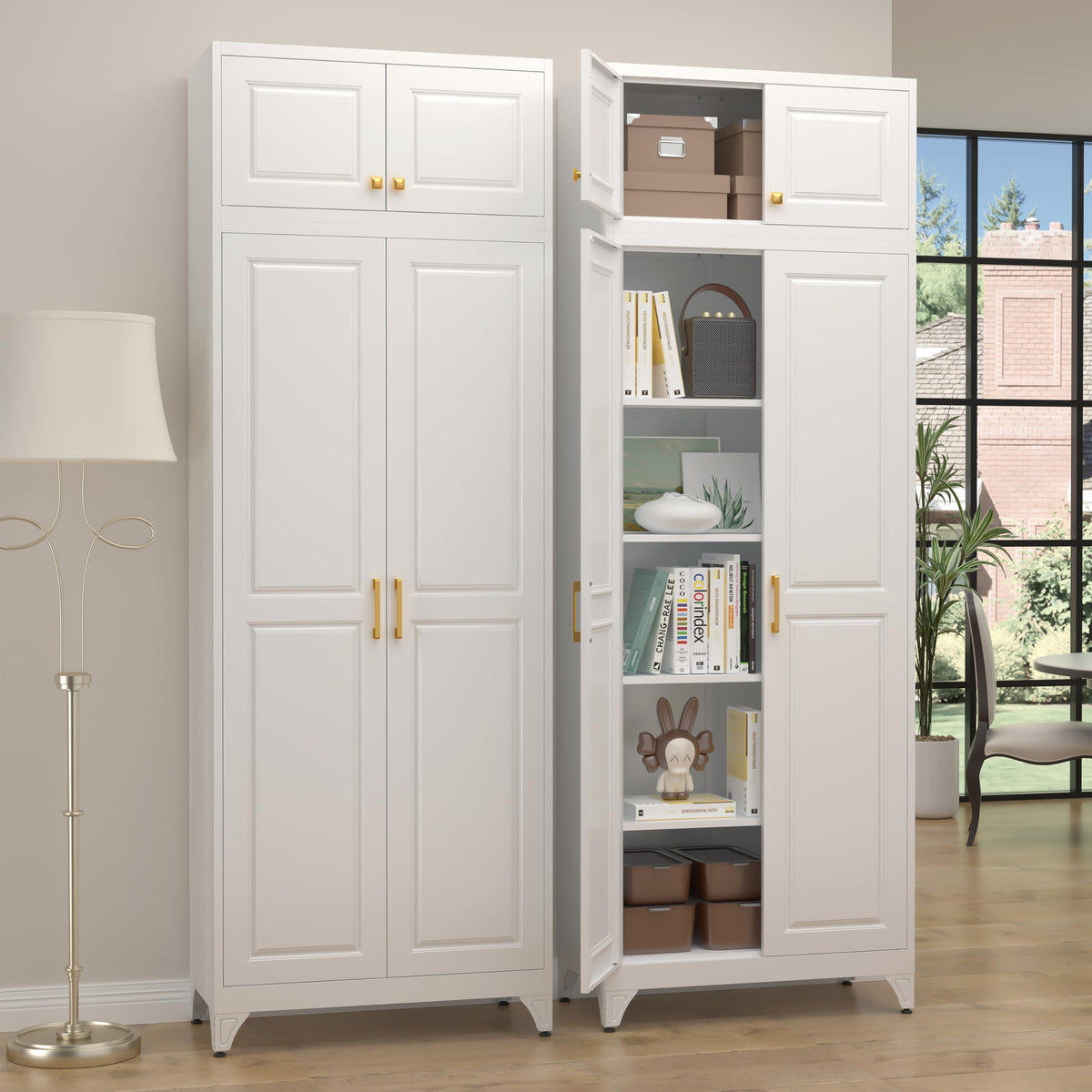 Steeloong 71"Metal Pantry Storage Cabinet with Doors & 4 Adjustable Shelves