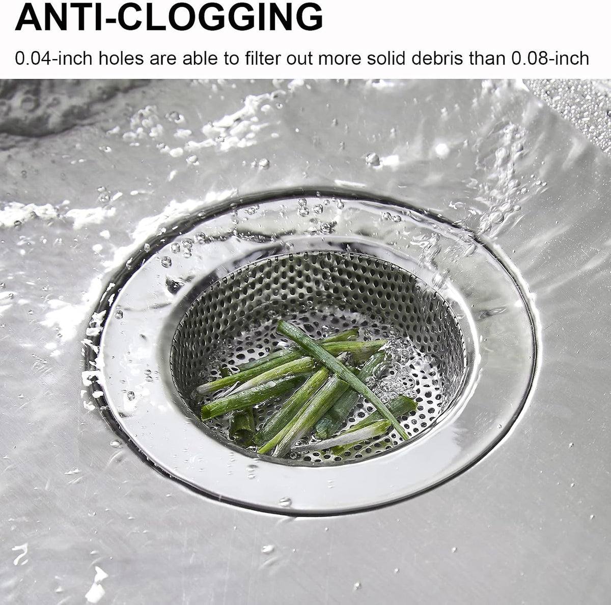 LASSHSWA 2 Pcs Kitchen Sink Strainer Stainless Steel, Mesh and Punching, Kitchen Sink Drain Strainer, Sink Strainers with Large Wide Rim 4.5" Diameter for Kitchen Sinks