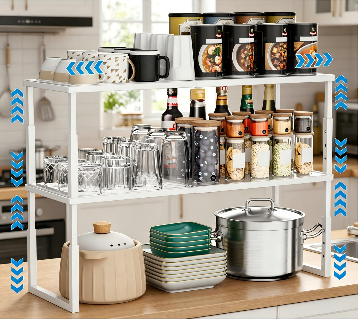 Cabinet Shelves, 2 Pack Stackable Shelves for Kitchen Storage