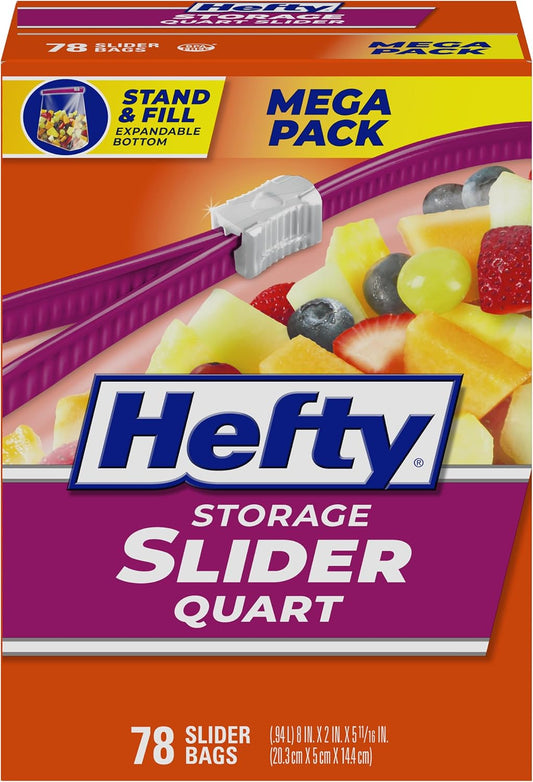 Hefty Slider Storage Bags, Quart Size, 78 Count