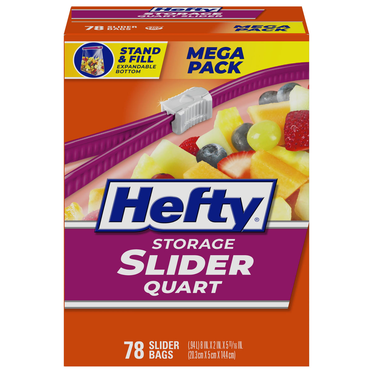 Hefty Slider Storage Bags, Quart Size, 78 Count