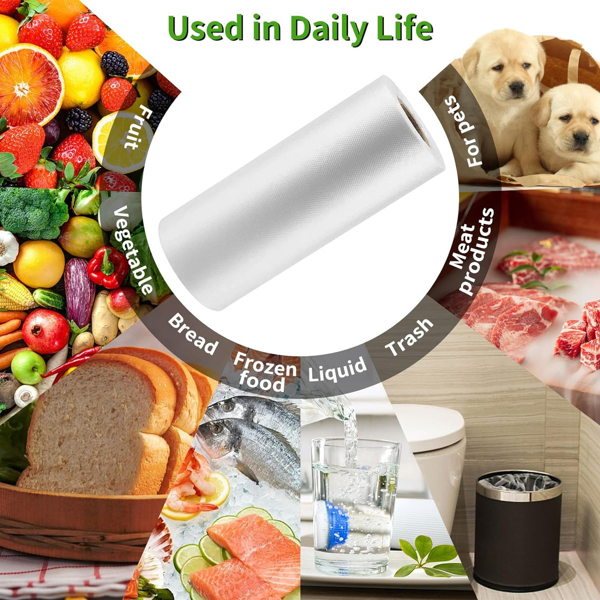 FungLam 12”×20” Plastic Produce Bags on a Roll, Clear Food Storage Bags for Bread, Vegetables, Fruits and Meat, Continuous Plastic Bags for Kitchen, Refrigerator Storage, 350 Bags/Roll